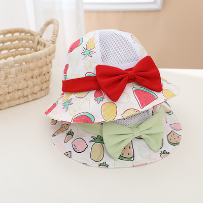 Summer Fresh And Cute Bow Sunscreen Shade Mesh Bucket Hat For kids