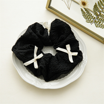 Black And White Contrast Color Bow Fabric Elegant Hair Rope For Female