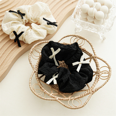 Black And White Contrast Color Bow Fabric Elegant Hair Rope For Female