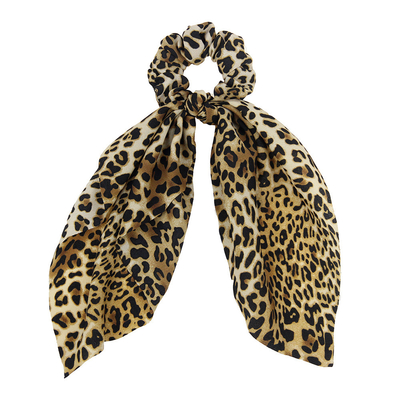 Ribbon Scrunchies Leopard pattern fabric hair tie
