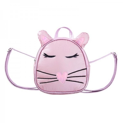 Mini PU Cat Pattern Pink Small Lovely Backpack