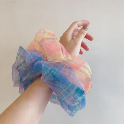 Organza large check hair ring female and American instagram bloggers personality