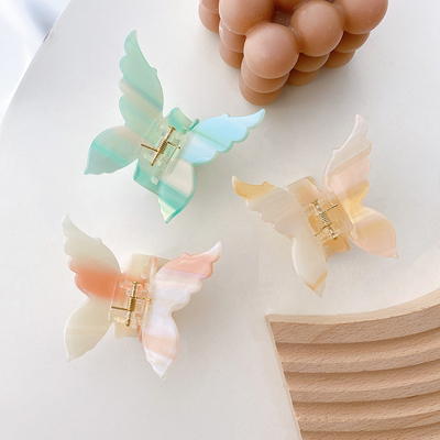 Literary Vintage Gradient Acetate Butterfly Hair Clip For Women
