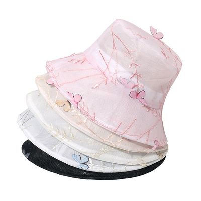 Summer Butterfly Lace Fisherman Hat Mesh Breathable Bucket Hat for women