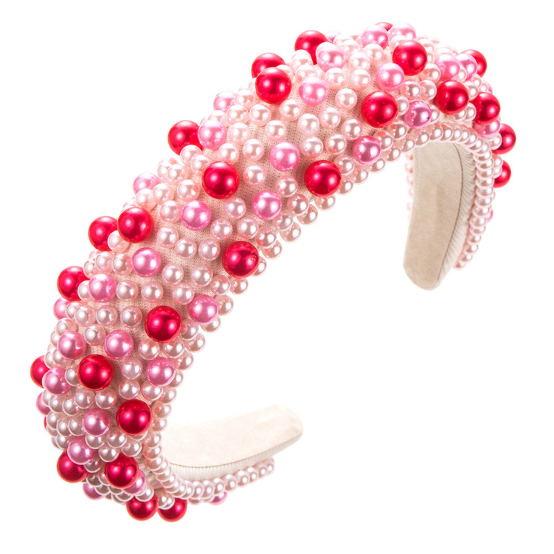 Wholesale Baroque sponge pearl hair band  Hand beaded polychromatic amine wide edge headband